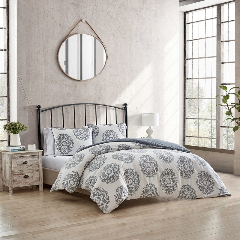 Stone Cottage - King Duvet Cover Set, Reversible Cotton Sateen Bedding with Matching Shams, Ideal Bedding Set (Bristol Grey, King) - Image 2